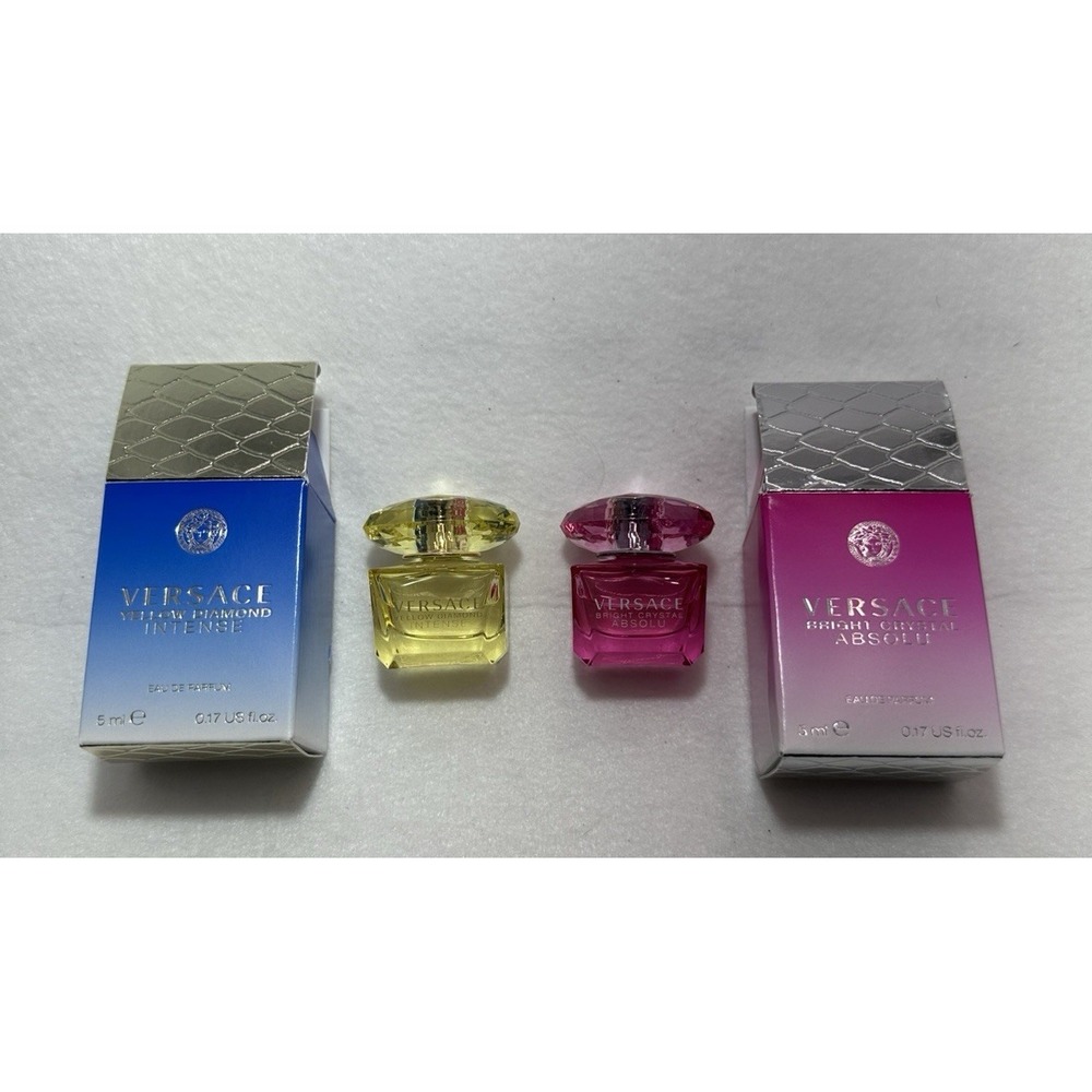 Lot 2 VERSACE Bright Crystal Absolu & Yellow Diamond Intense 0.17 oz 5ml OB